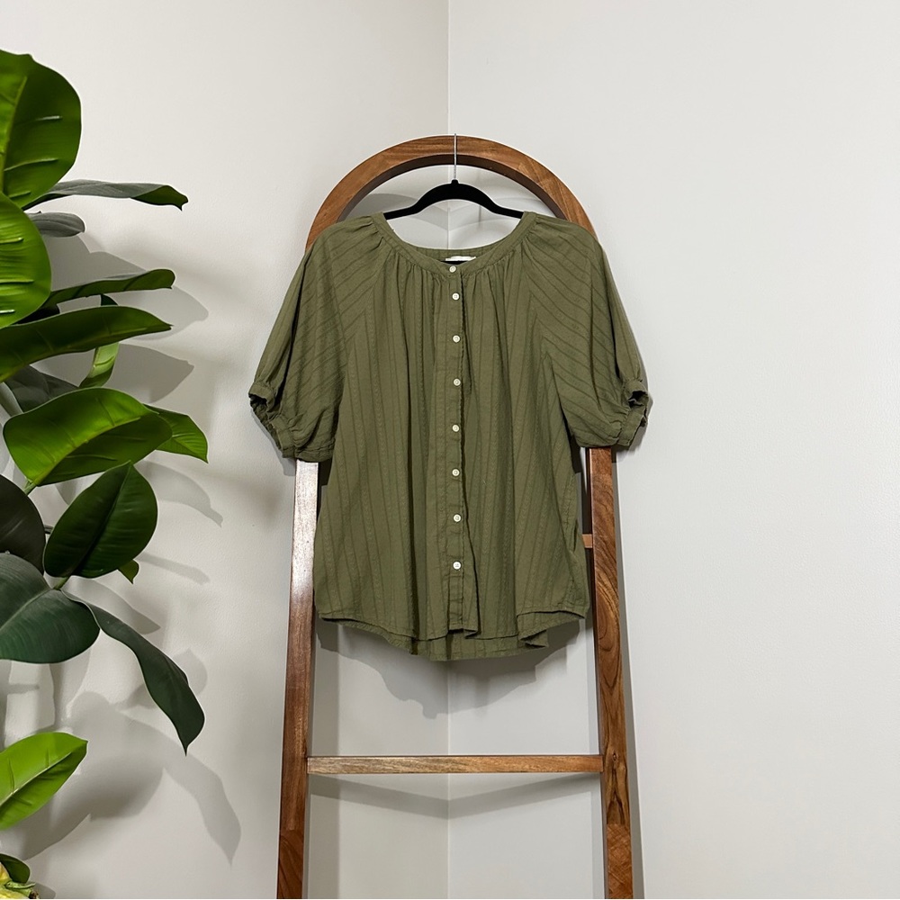 LOFT Olive Green Button-Up Blouse